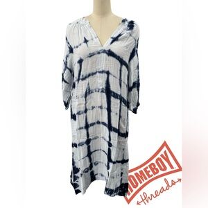 Ocean+Main Gauze Dress Blue/Tile
